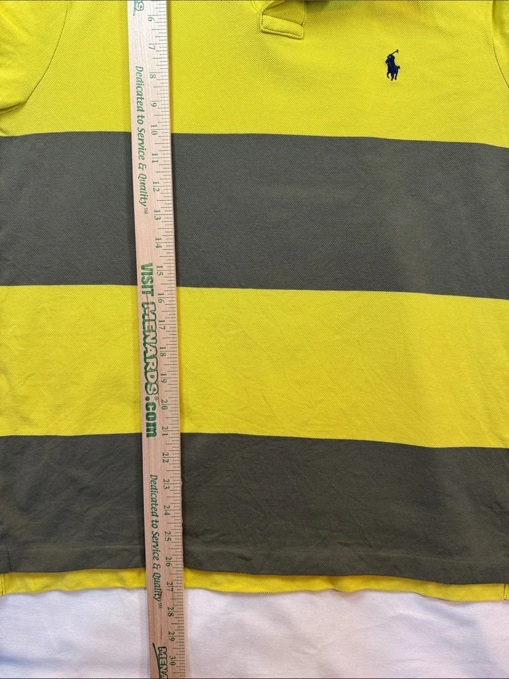 Polo Ralph Lauren Classic Fit Striped Polo Yellow Olive Green Size L